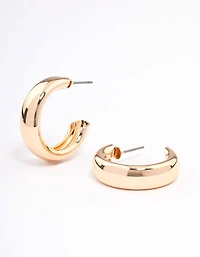 Gold Wide Rectangle Hoop Earrings