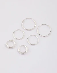 Sterling Silver Mixed Thick Hoop Earrings Pack