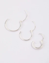 Sterling Silver Mixed Thick Hoop Earrings Pack