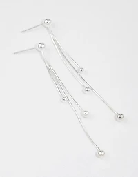 Sterling Silver Dangle Chain Ball Drop Earrings