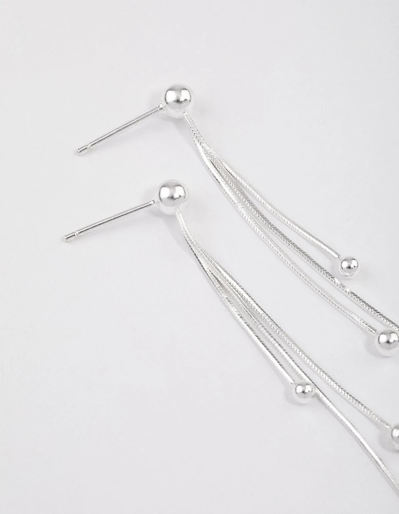 Boucles d’oreilles pendantes en argent sterling à chaîne et boule tombante