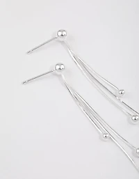 Sterling Silver Dangle Chain Ball Drop Earrings