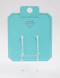 Sterling Silver Dangle Chain Ball Drop Earrings
