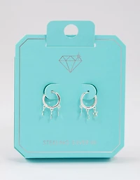 Sterling Silver Trio Star Huggie Earrings