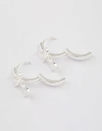 Sterling Silver Trio Marquise Huggie Pear Earrings