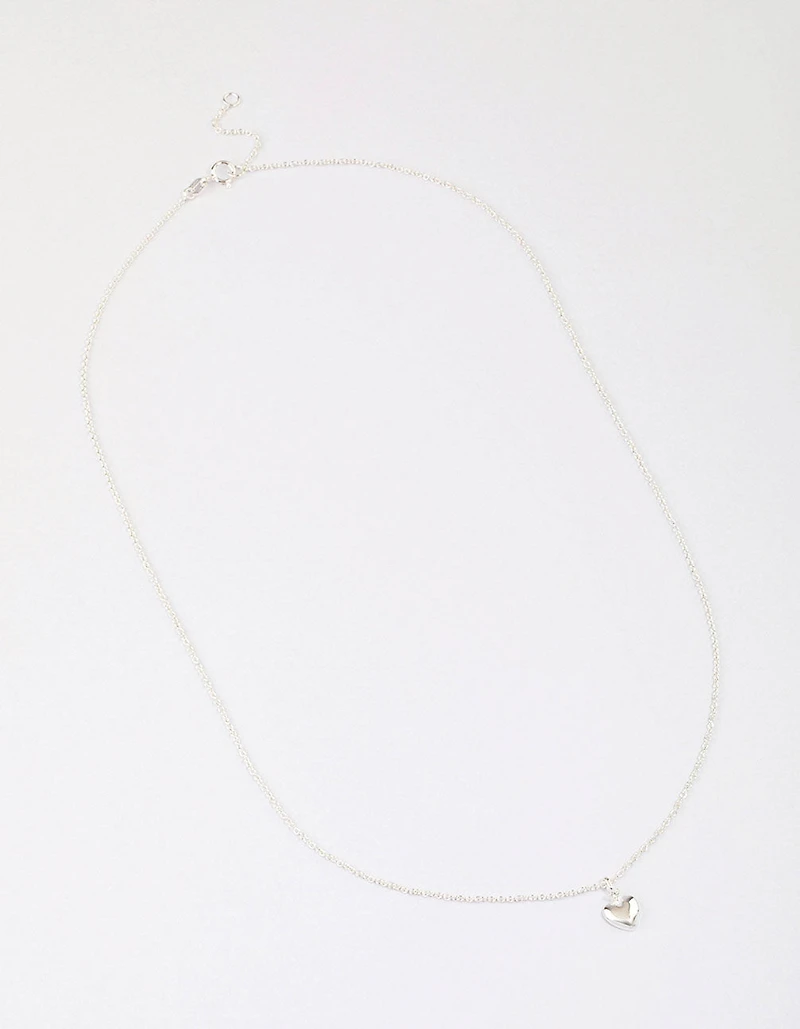 Sterling Silver Puffy Heart Pendant Necklace