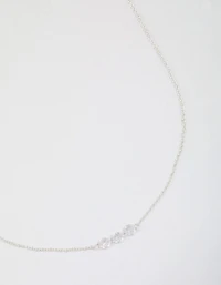 Sterling Silver Trio Round Cubic Zirconia Necklace