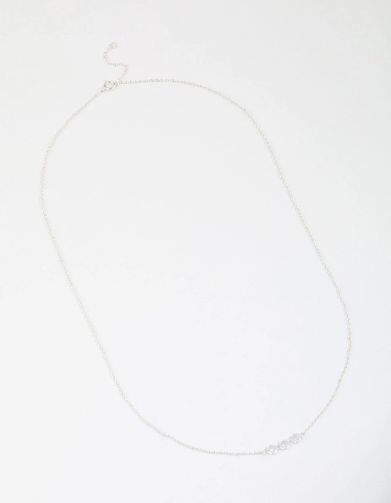 Sterling Silver Trio Round Cubic Zirconia Necklace