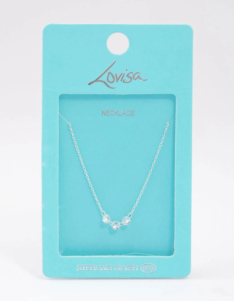 Sterling Silver Trio Round Cubic Zirconia Necklace