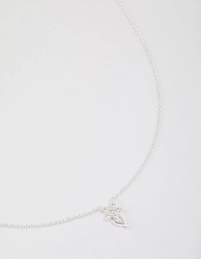 Sterling Silver Cubic Zirconia Stem Necklace
