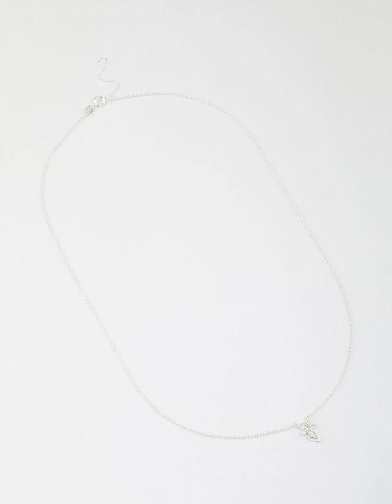 Sterling Silver Cubic Zirconia Stem Necklace