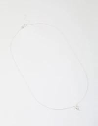 Sterling Silver Cubic Zirconia Stem Necklace