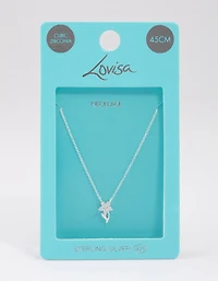 Sterling Silver Cubic Zirconia Stem Necklace