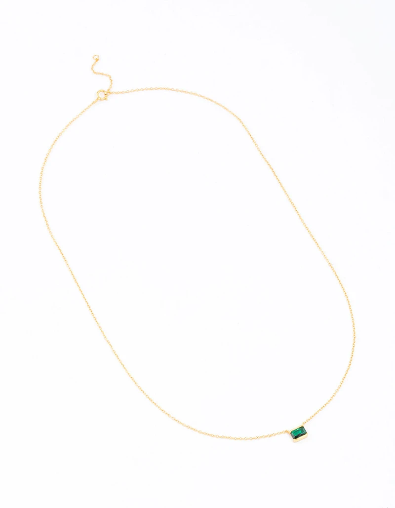 Collier Horizon taille émeraude en argent sterling plaqué or