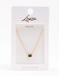 Gold Plated Sterling Silver Horizon Emerald Cut Necklace