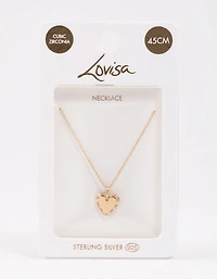 Gold Plated Sterling Silver Baguette Heart Necklace