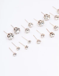 Rose Gold Classic Diamante Graduating Earring 12-Pack