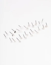 Silver Classic Pearl & Stone Earring 12-Pack