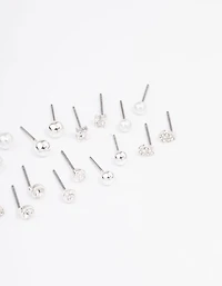 Silver Classic Pearl & Stone Earring 12-Pack