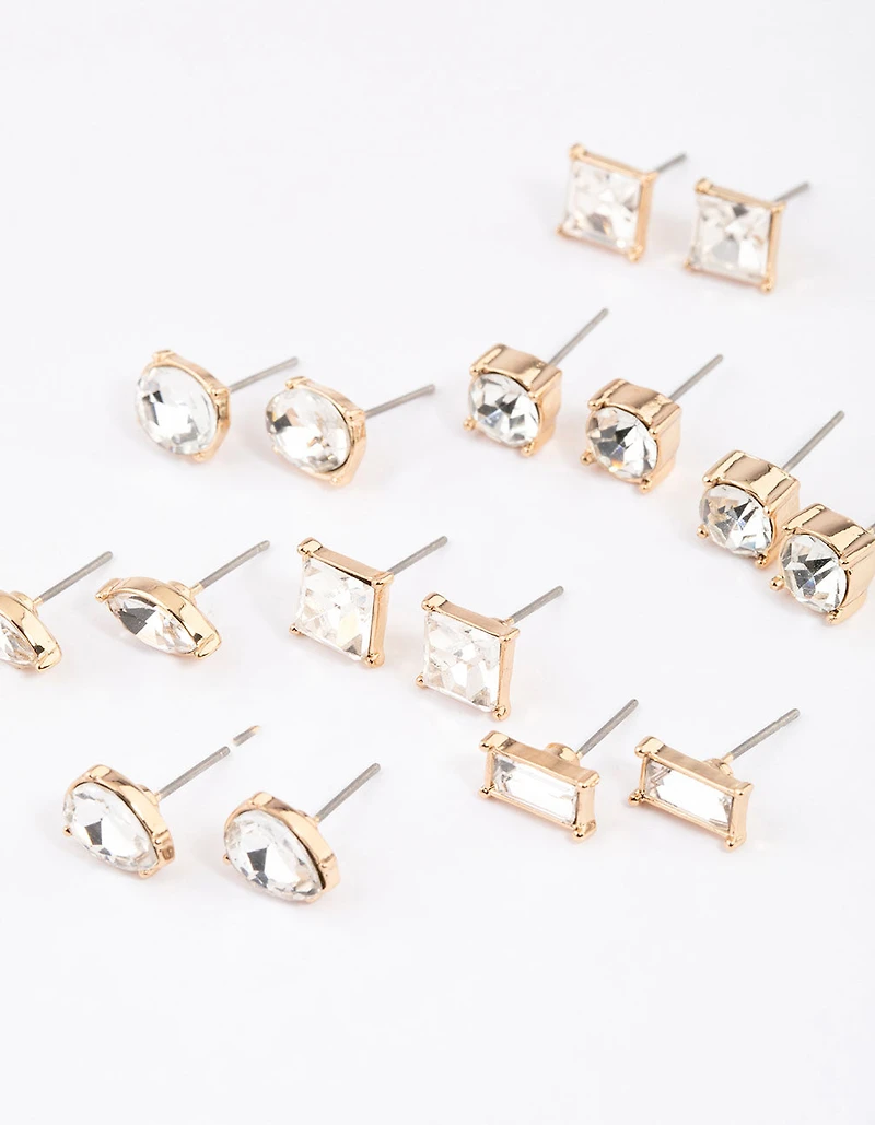 Gold Classic Mixed Stone Earrings 8-Pack