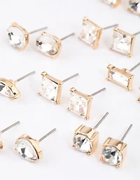 Boucles d’oreilles Gold Classic Mixed Stones, pack de 8