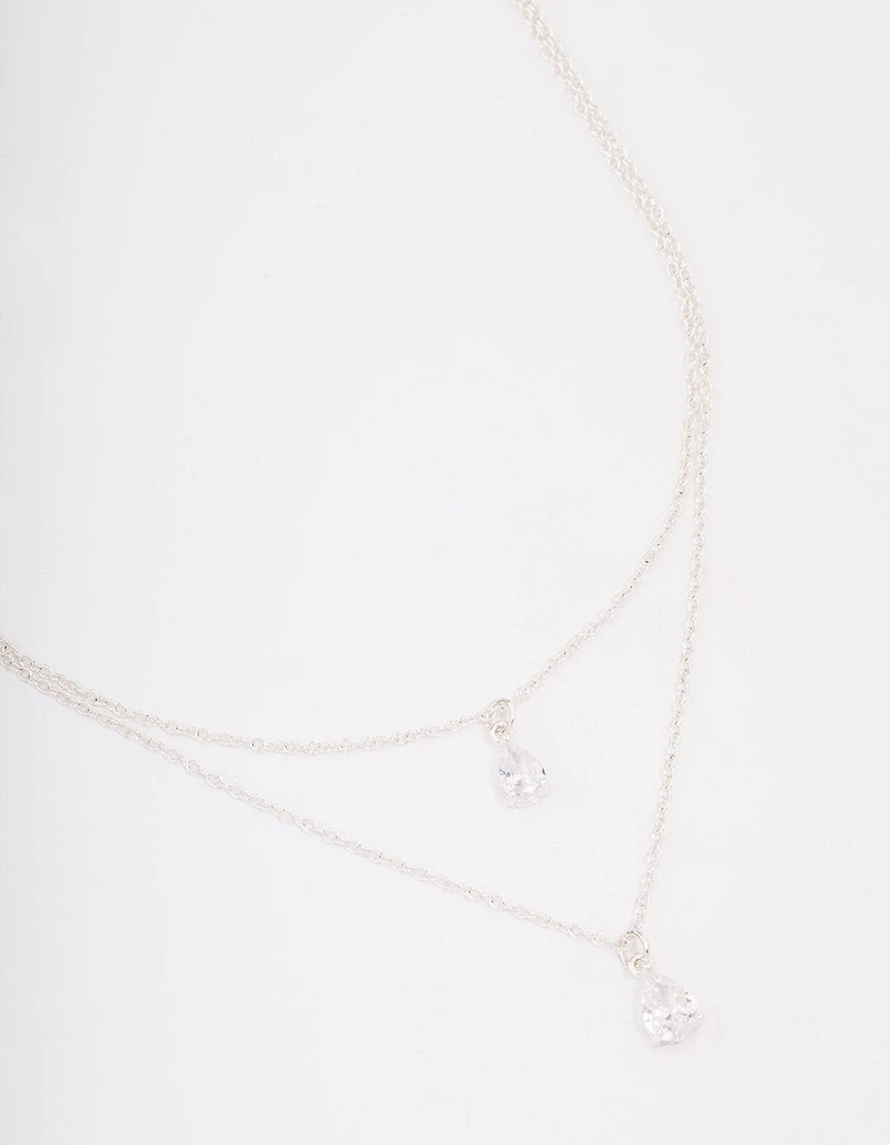 Silver Diamante Dainty Layered Necklace