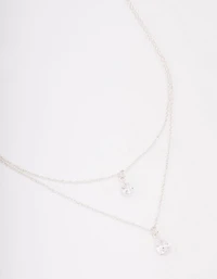 Silver Diamante Dainty Layered Necklace