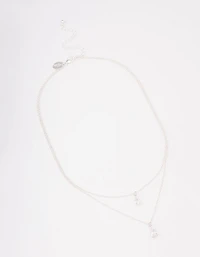Silver Diamante Dainty Layered Necklace