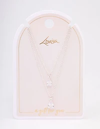 Silver Diamante Dainty Layered Necklace