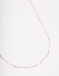 Gold Diamante Stone Chain Necklace