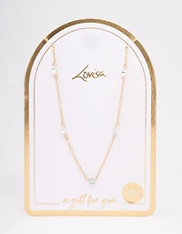Gold Diamante Stone Chain Necklace