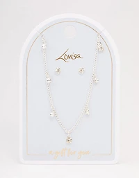 Silver Diamante Droplet Jewellery Set