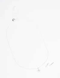 Silver Plain Ball Jewellery Set