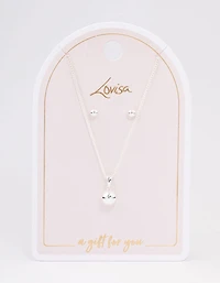 Silver Plain Ball Jewellery Set