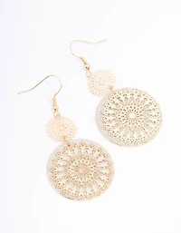 Gold Glitter Paper Flower Drop Earrings