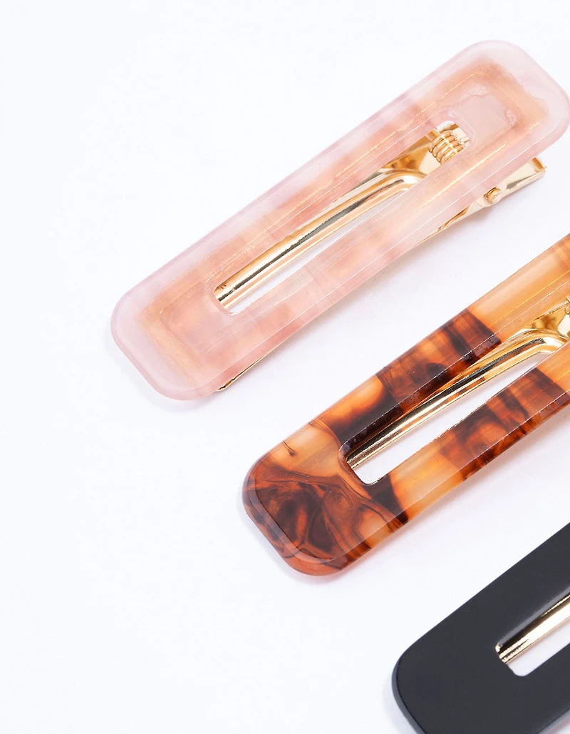 Acrylic Marble Hair Clips 3- Pack
