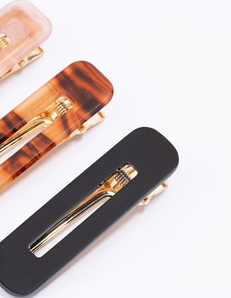 Acrylic Marble Hair Clips 3- Pack