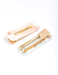 Acrylic Marble Hair Clip Pack
