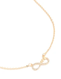 Gold Diamante Infinity Heart Short Necklace