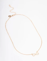 Gold Diamante Infinity Heart Short Necklace
