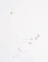 Silver Diamante Pear-Shaped Jewellery Set
