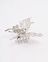 Silver Melted Butterfly Hair Claw Clip