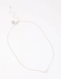 Silver Plated Cubic Zirconia Dainty Cup Chain Floral Necklace