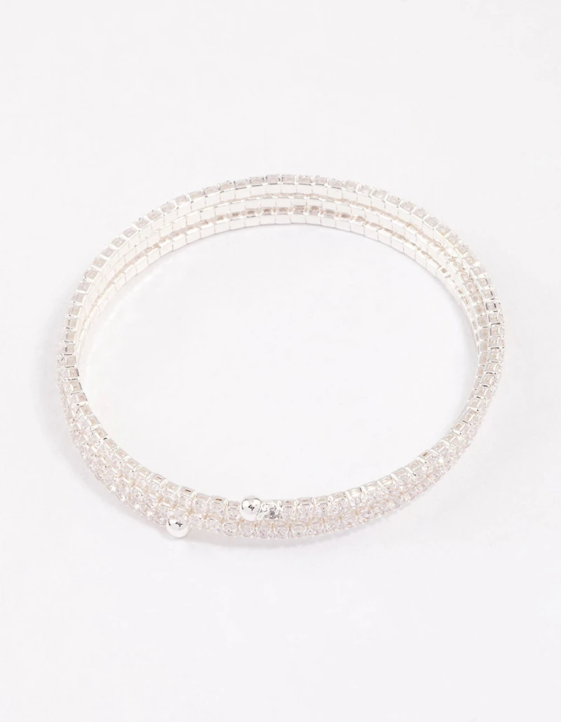 Silver Plated Triple Cup Chain Marquise Wrist Cuff