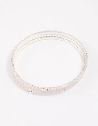 Silver Plated Triple Cup Chain Marquise Wrist Cuff