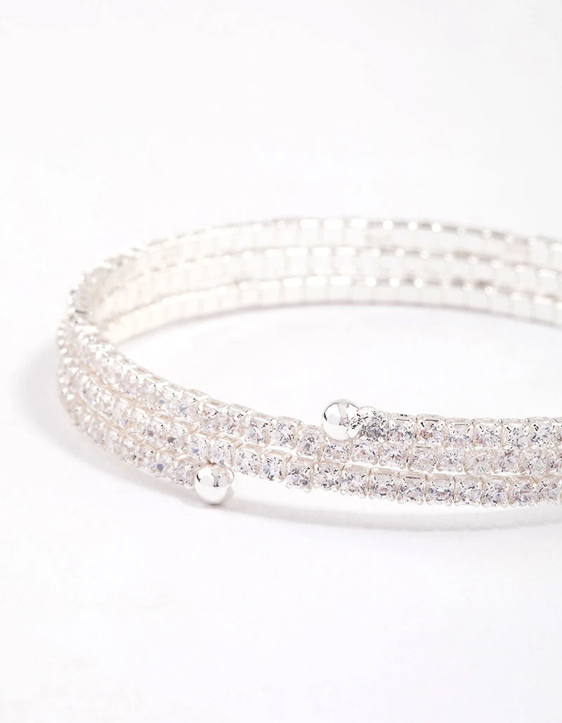 Silver Plated Triple Cup Chain Marquise Wrist Cuff