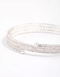 Silver Plated Triple Cup Chain Marquise Wrist Cuff