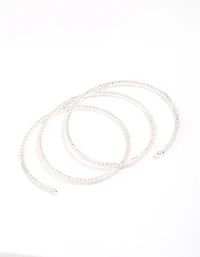 Silver Plated Triple Cup Chain Marquise Wrist Cuff