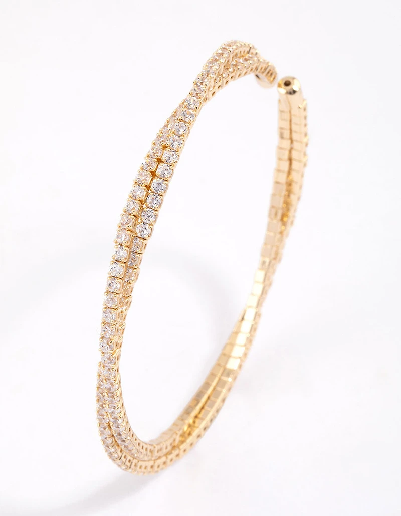 Gold Plated Twisted Cup Chain Wrist Cuff