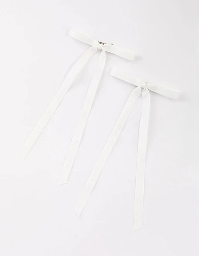 White Fabric Hair Bows Pack